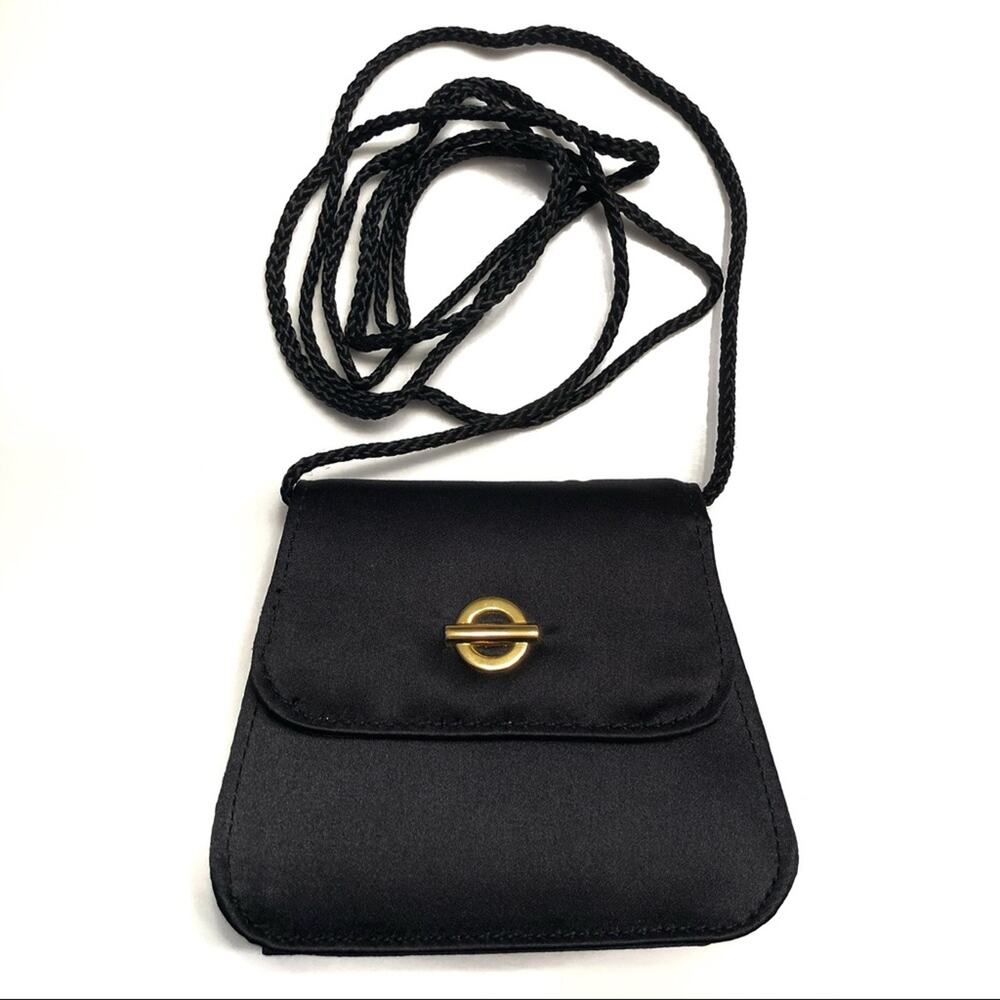 Elizabeth Arden Black Mini Crossbody Purse Dressy Satin 4"X4" Cocktail Chic